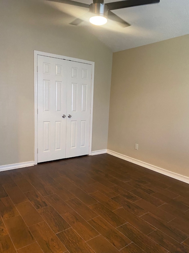 Primary bedroom has nice big closet.