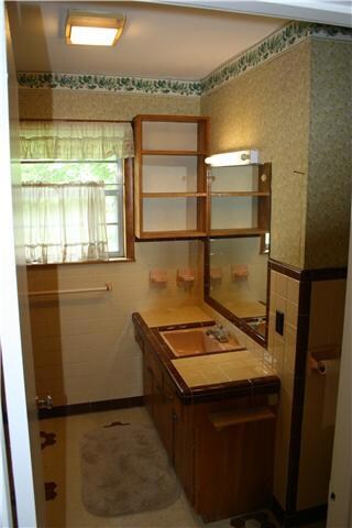 Retro style hall bath with two additional bathrooms in the home