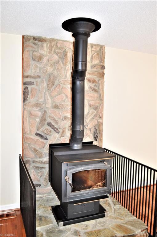 Living Room:  Wood-Stove with Stone Surround