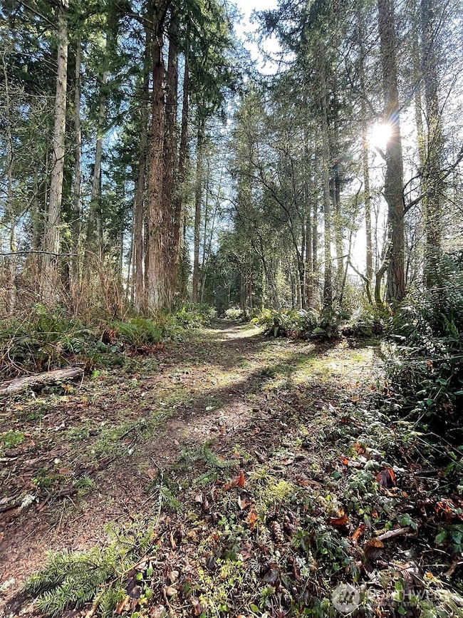 The lot is elevated from Bank Road and mostly flat.