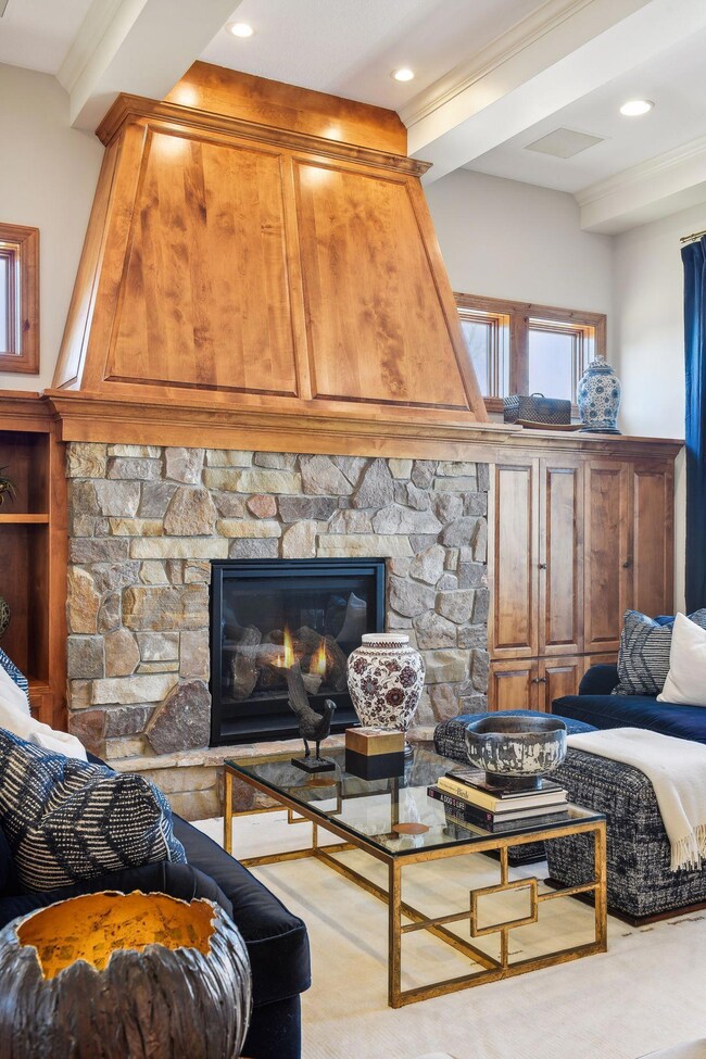 Gas fireplaces are located in the main floor great room and the lower level family room.
