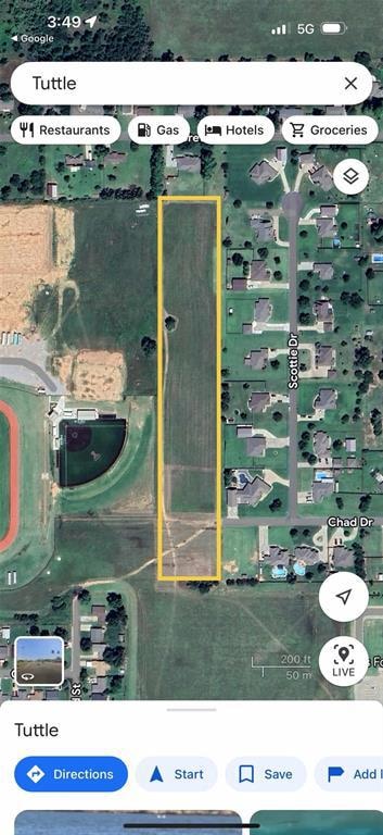 Aerial overview of property's location with property parcel outlined