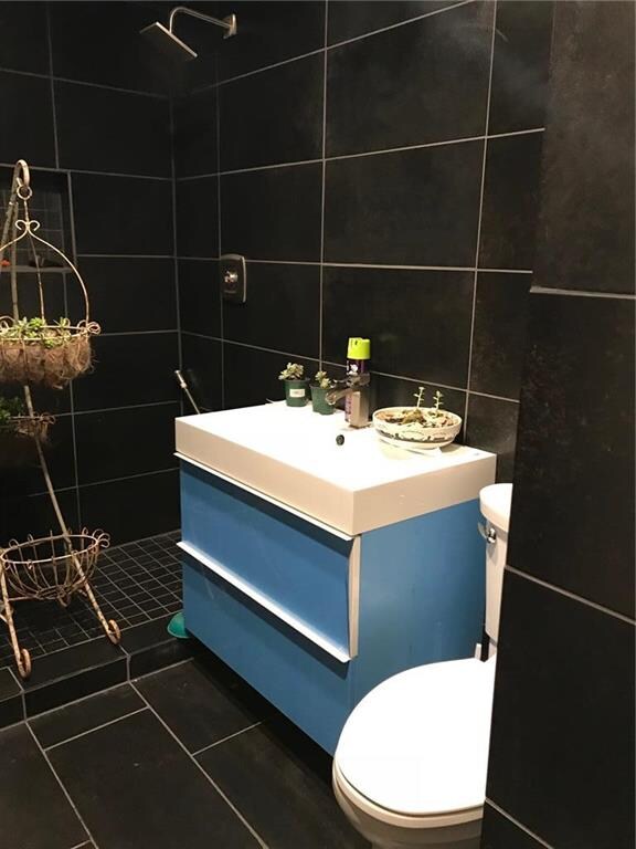 Master Bath. The blue is a protective plastic over