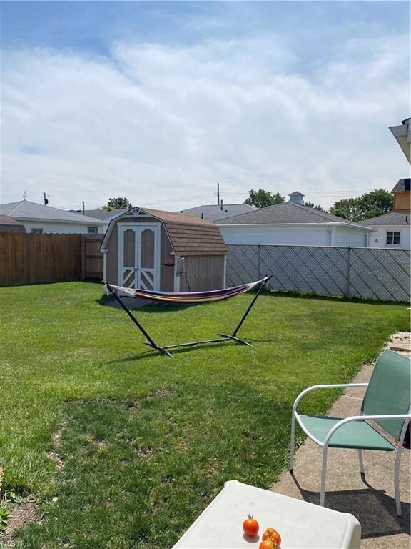 Nice fenced backyard with newer shed