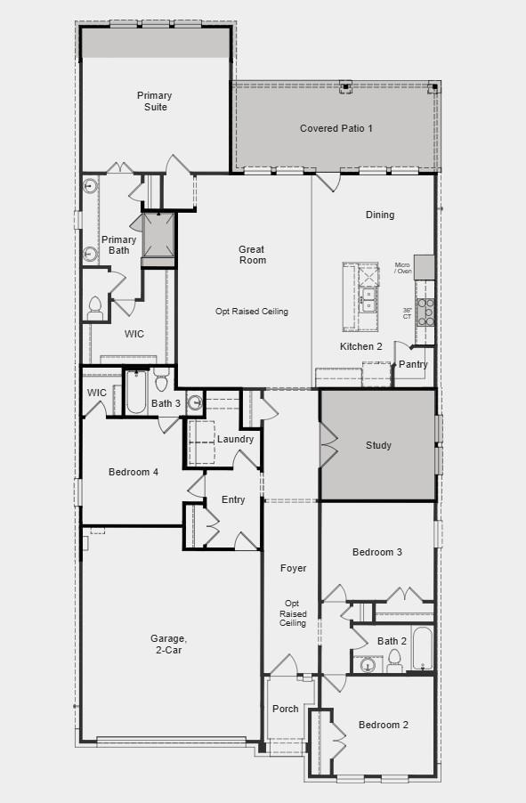 Additional highlights include: gourmet kitchen, extended primary suite, covered outdoor living, a study, mudset shower at primary bath and a fourth bedroom.