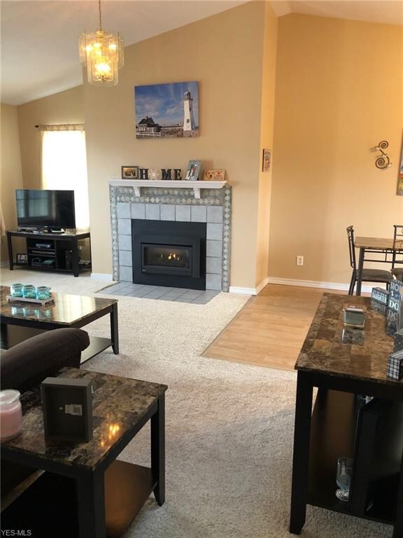The cheerful gas fireplace offer both heat and amb
