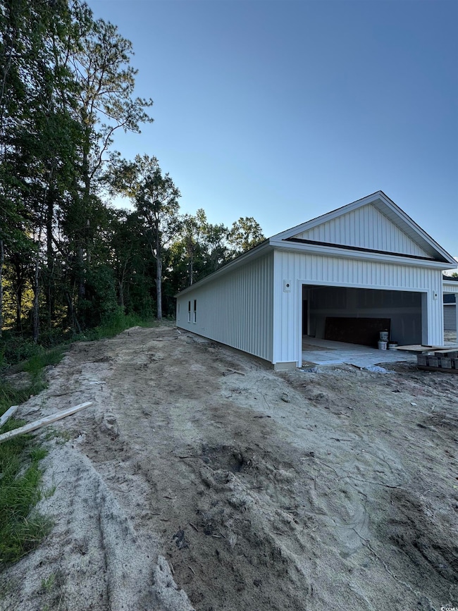 View of detached garage