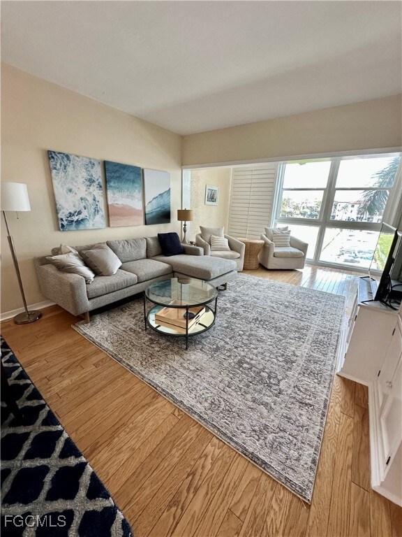 Living room featuring wood-type flooring