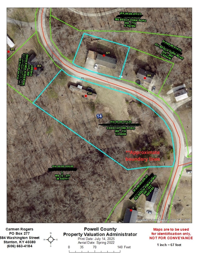 Approximate boundary lines
