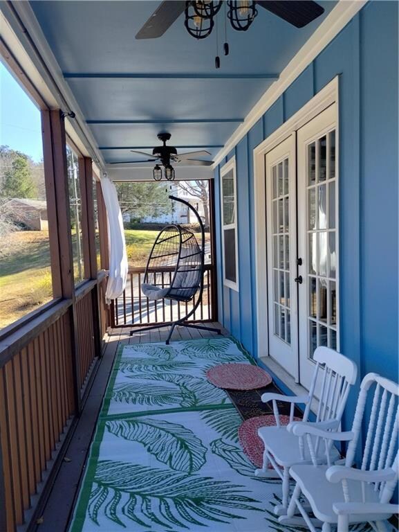 View of patio / terrace with a porch, french doors