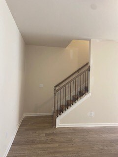 Open iron railing (railing will be stained to match flooring)-Stock photo