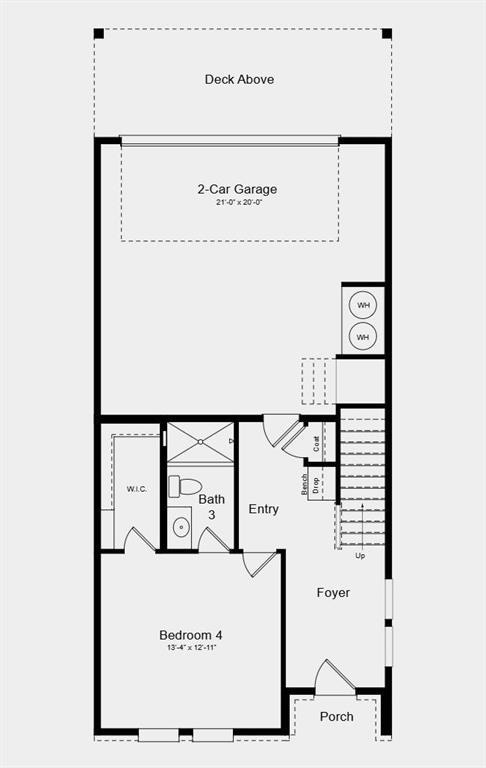 Basement Floor Plan - Additional highlights include: open stair railing and a covered back patio