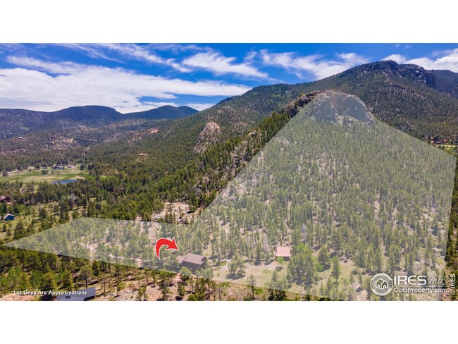 Property lines - main house with arrow - guest cabin to right