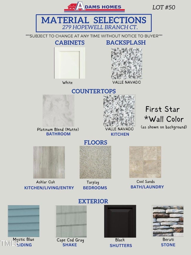 Charlotte Cox- Adams Homes ColorMaterial