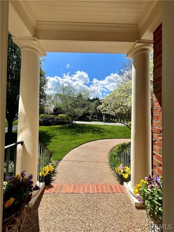 View from covered front stoop.