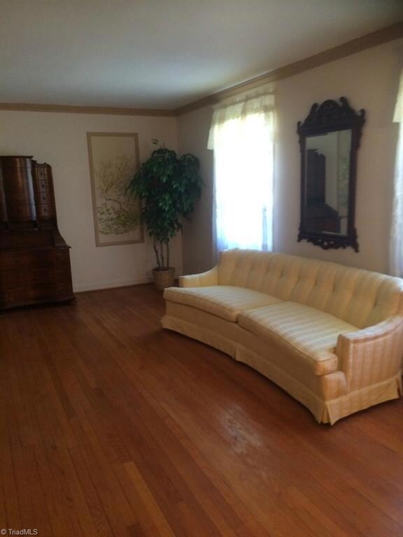 Living room with original hardwood floors