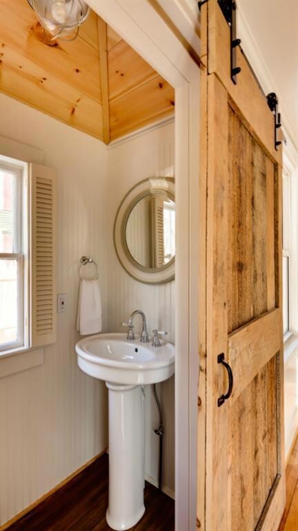 Half bath with sliding door
