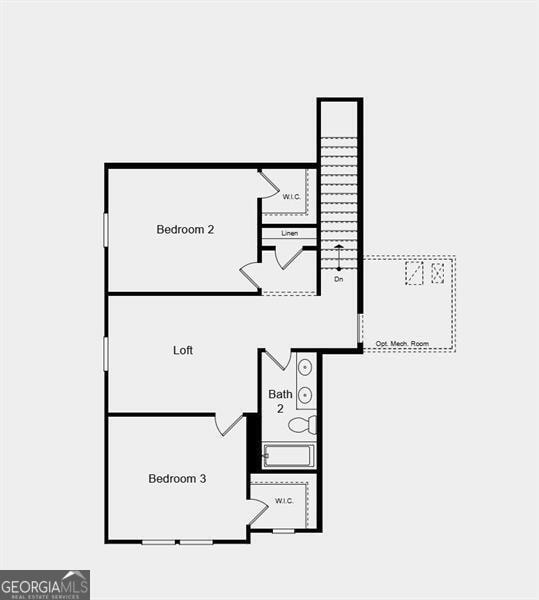 Second Floor Plan - Additional highlights include: covered patio and slide-in tub at primary bath