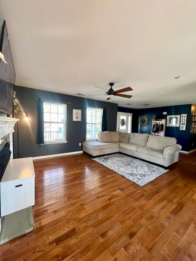 Living room with hardwood flooring