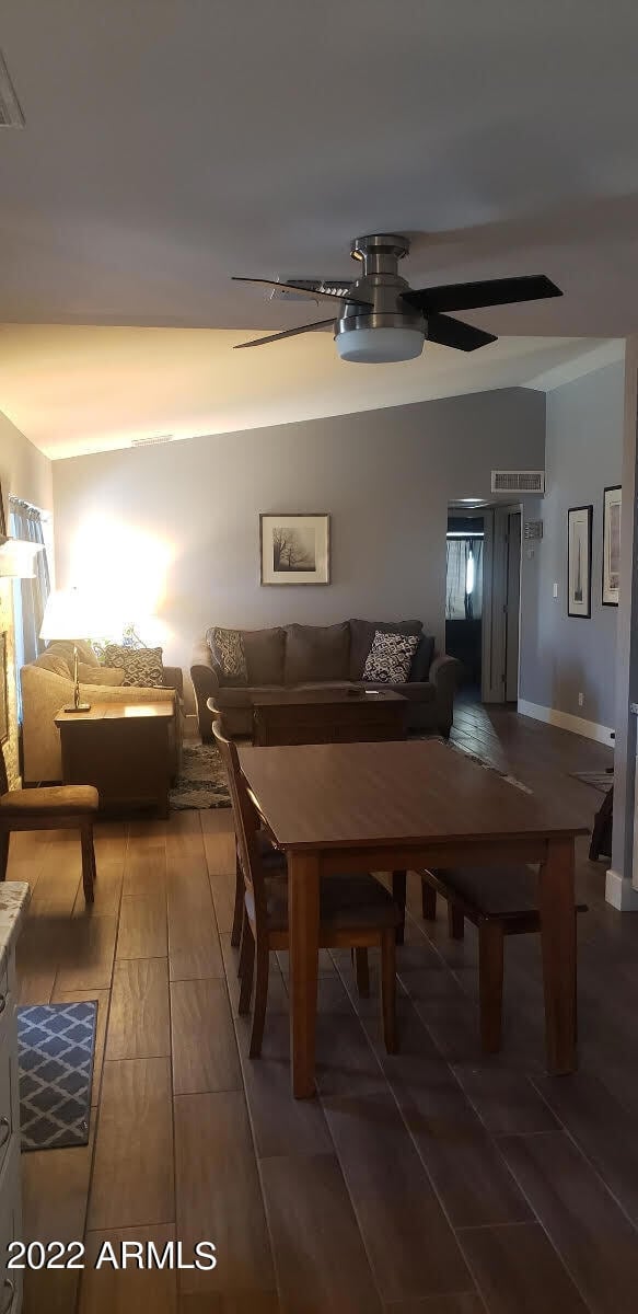 view from kitchen into living room