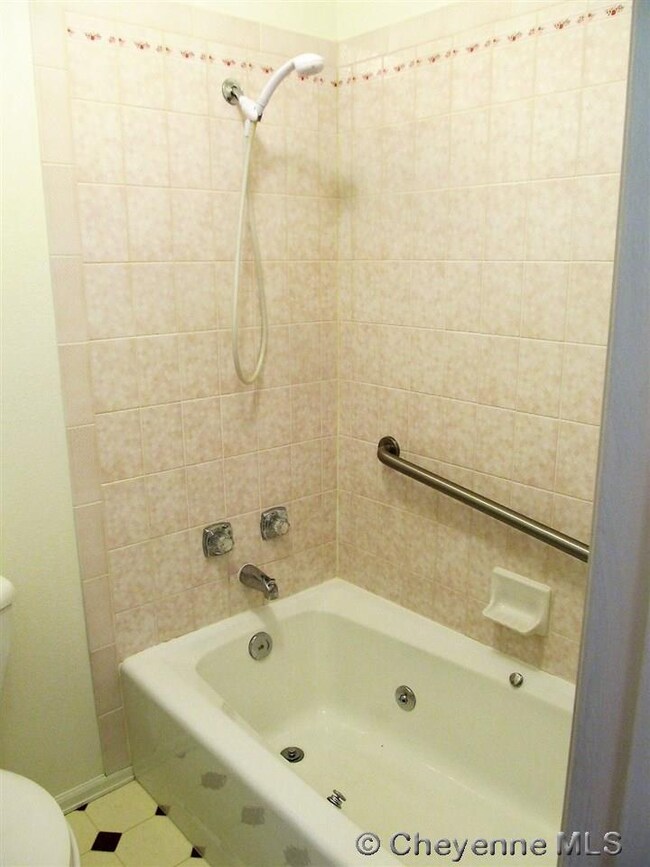 Jetted tub in the master bathroom.