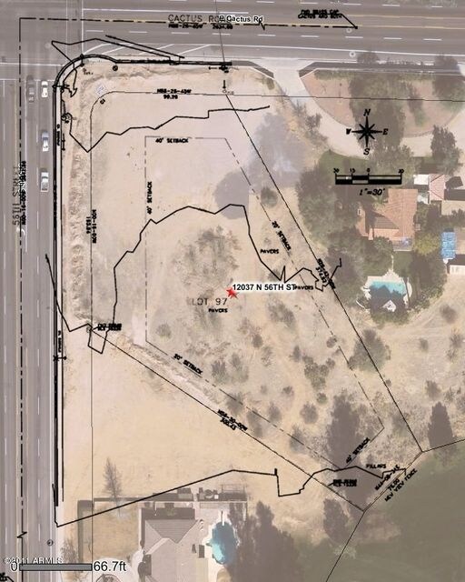 Land with survey overlay