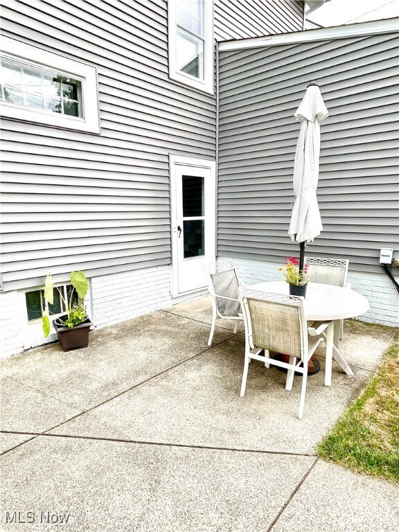 Patio area with easy access to house