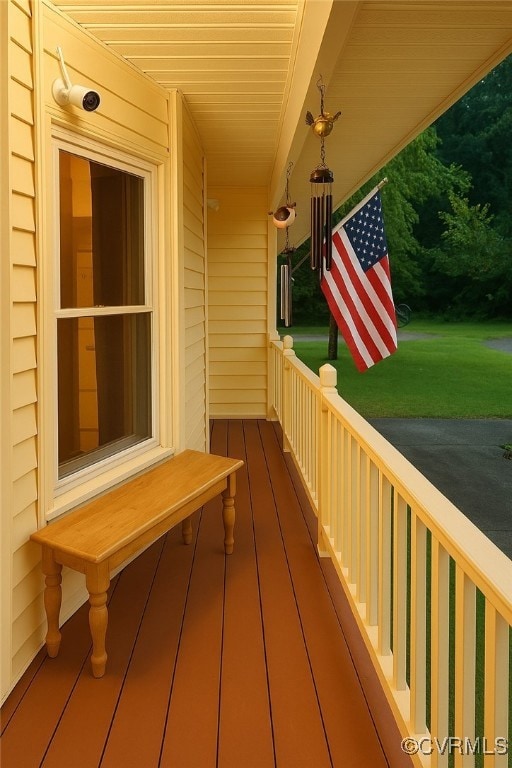 View of wooden from porch which extend across the