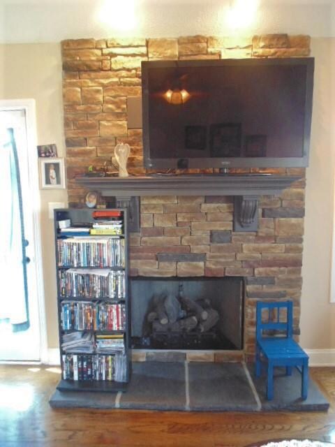Brick fireplace