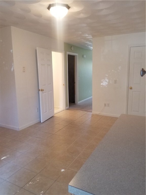 view from the kitchen, half bathroom and basment d