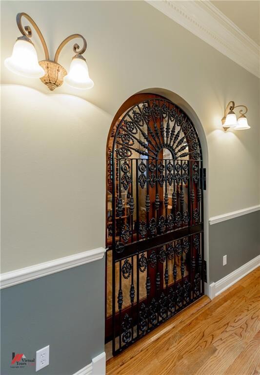 Custom door from the dining room into the wine cel