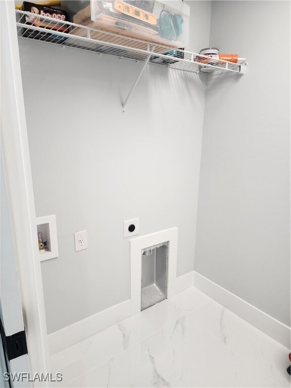 Laundry area with hookup for an electric dryer and