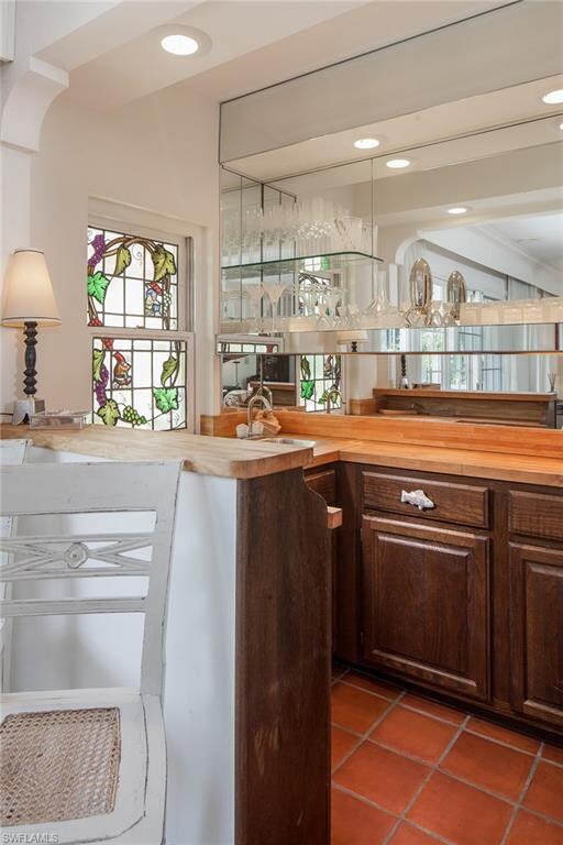 Wet bar with ice maker and refrigerator