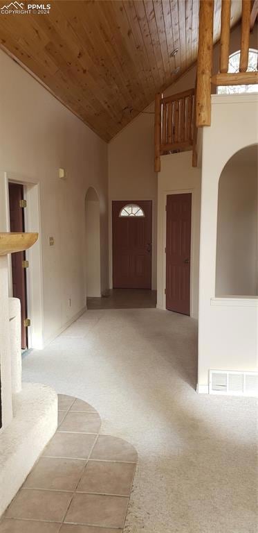 View on entry from living room Carpet is out now.