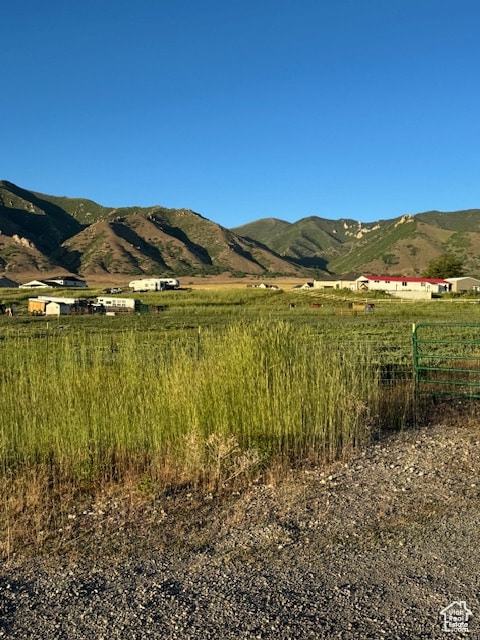 View of mountain background with rural landscape