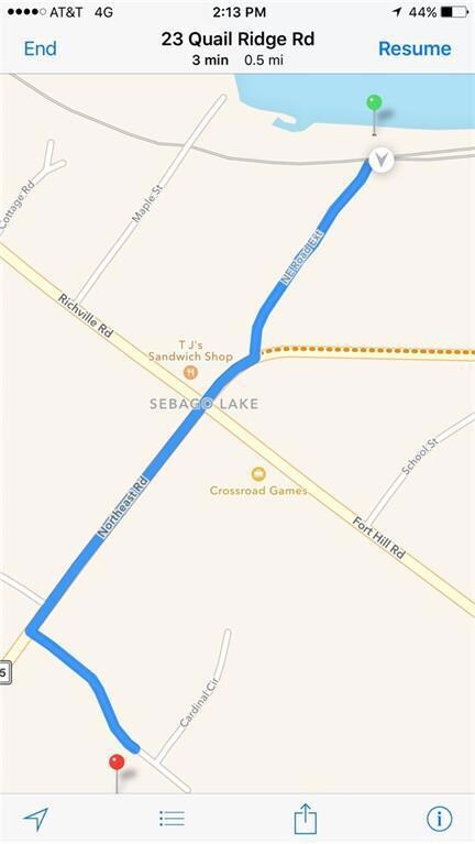Half a mile to the Sebago Lake boat...