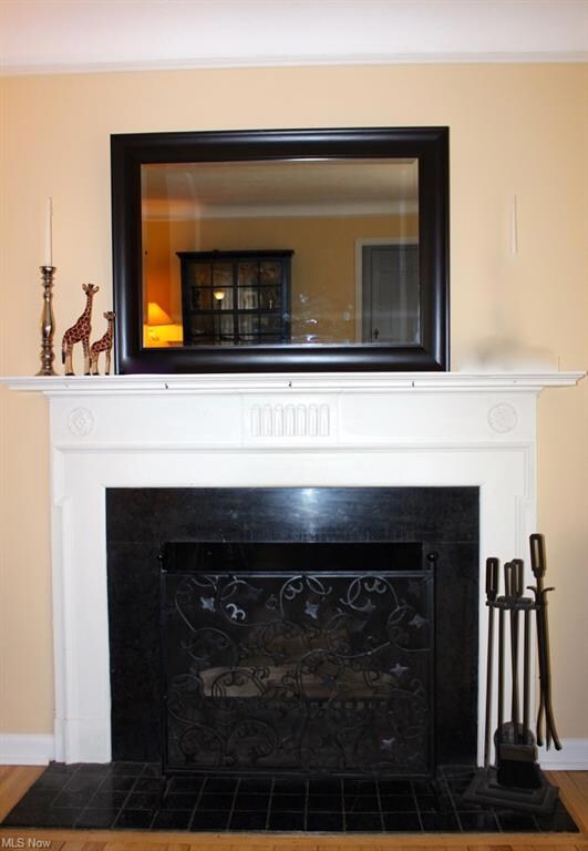 Classic wood burning fireplace in the living room!