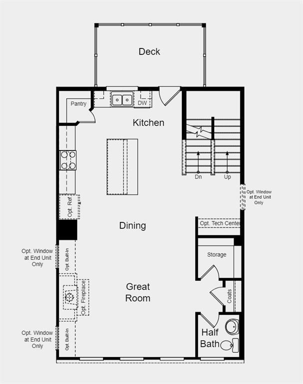 First Floor Plan - Design options added include: f
