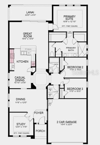 Additional highlights include: tray ceilings, gourmet kitchen, and quartz countertops.