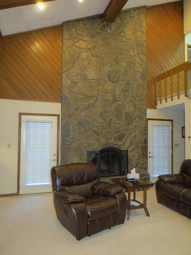 Floor to Ceiling Stone Fireplace