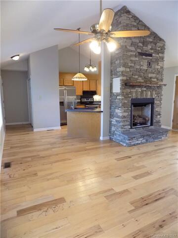 Open concept-view from living room into kitchen