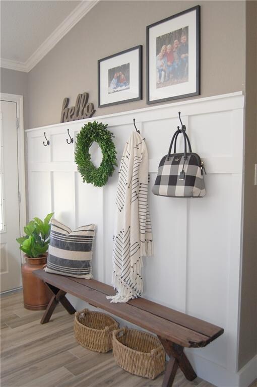Custom board and batten millwork in entryway