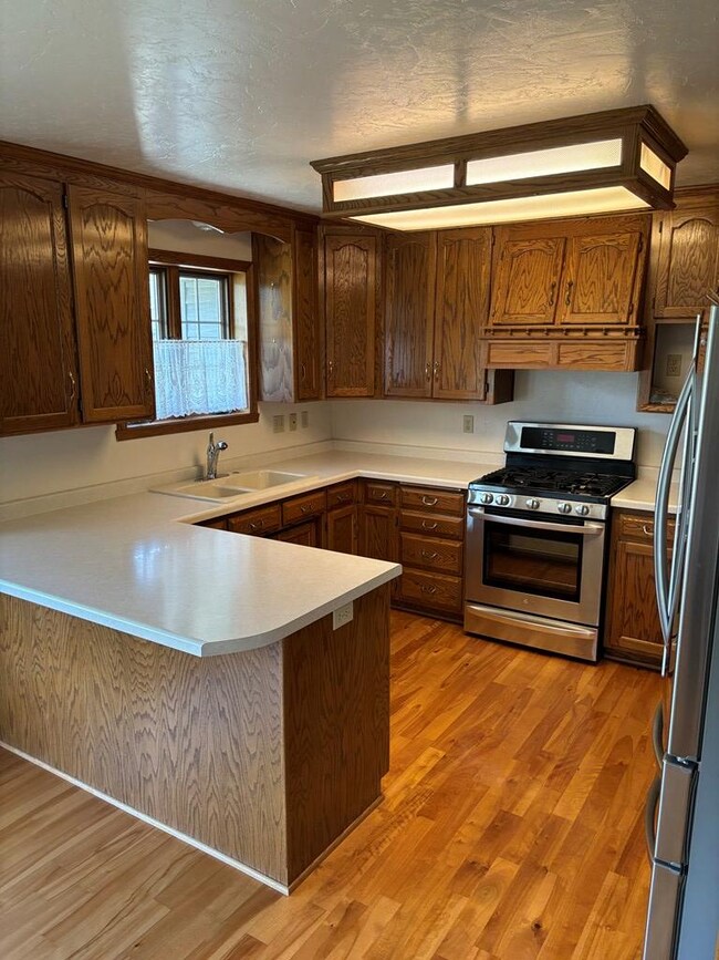 Kitchen with stainless steel appliances