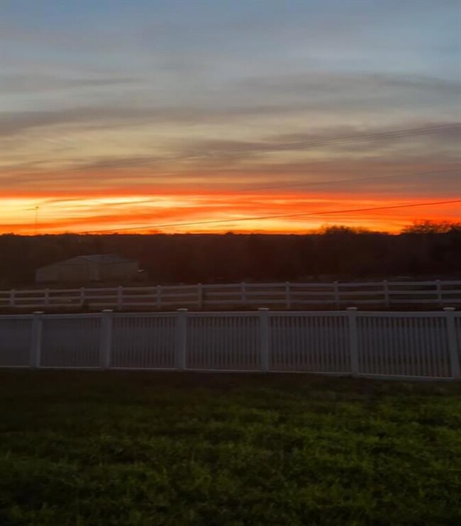 View of yard at dusk