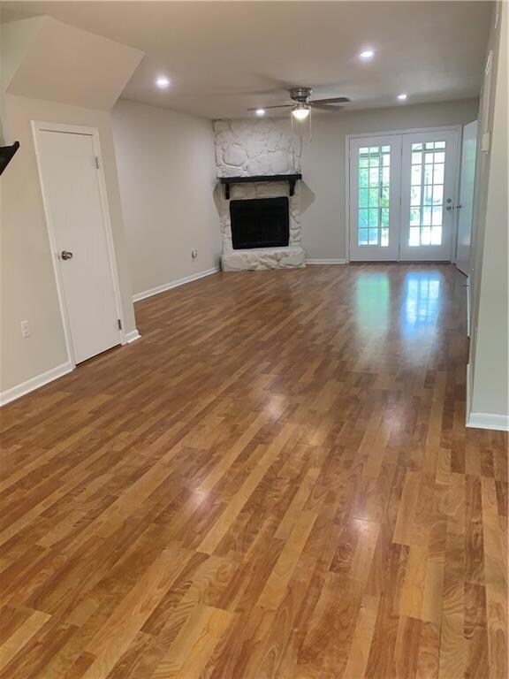 Living room with french doors leading to sunroom