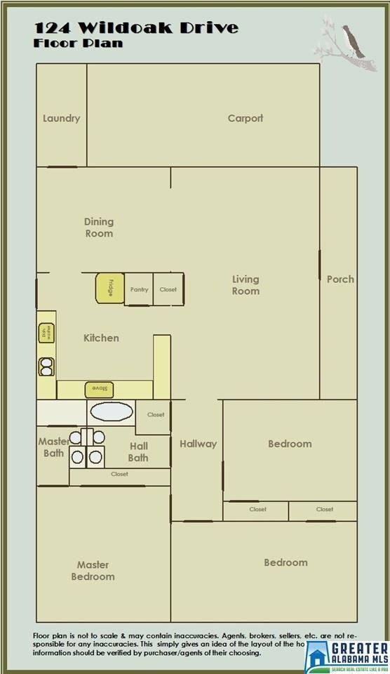 Floor plan is not to scale & may contain inaccurac