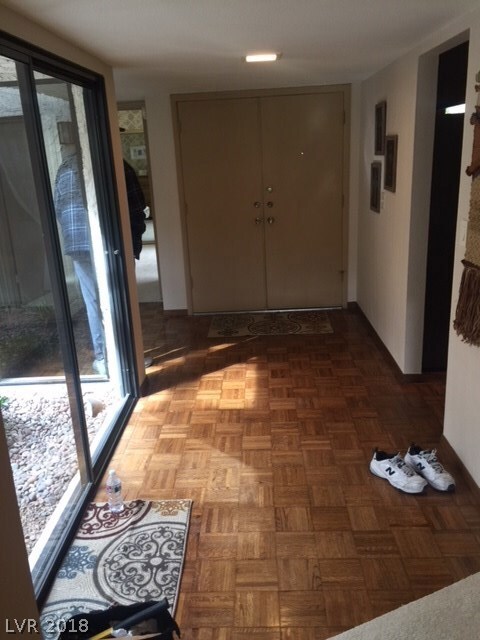 Double door entry. Interior atrium