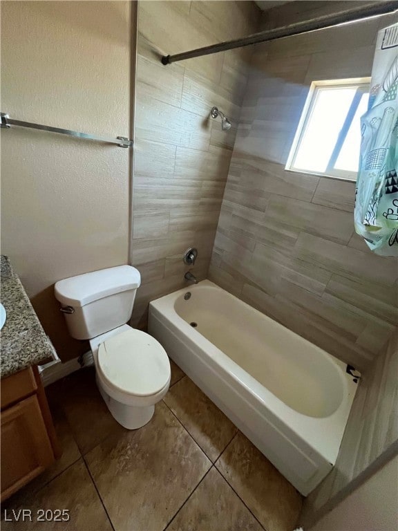 Bathroom with tile patterned flooring, toilet,  sh