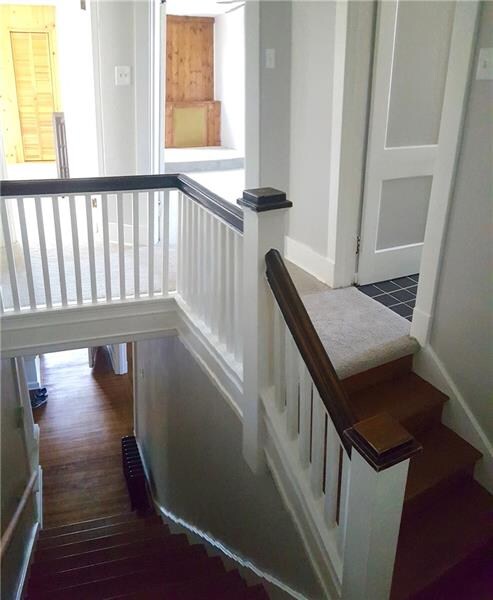 Gorgeous craftsmanship on the stairs going up to b