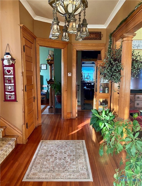 Foyer entry with original chandelier